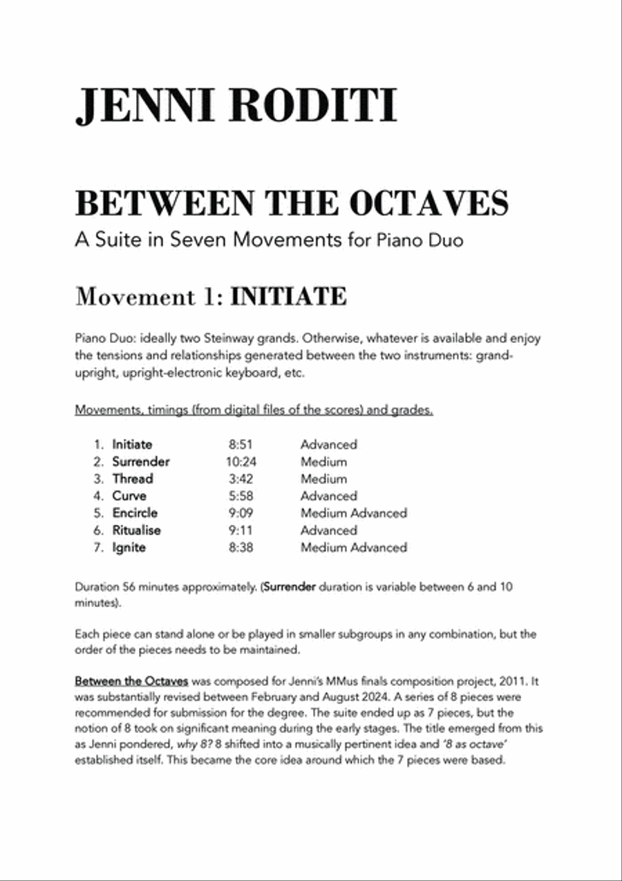 INITIATE, Between the Octaves - A Piano Duo Suite (Movement 1 of 7) Piano Duet scores gallery preview page 2
