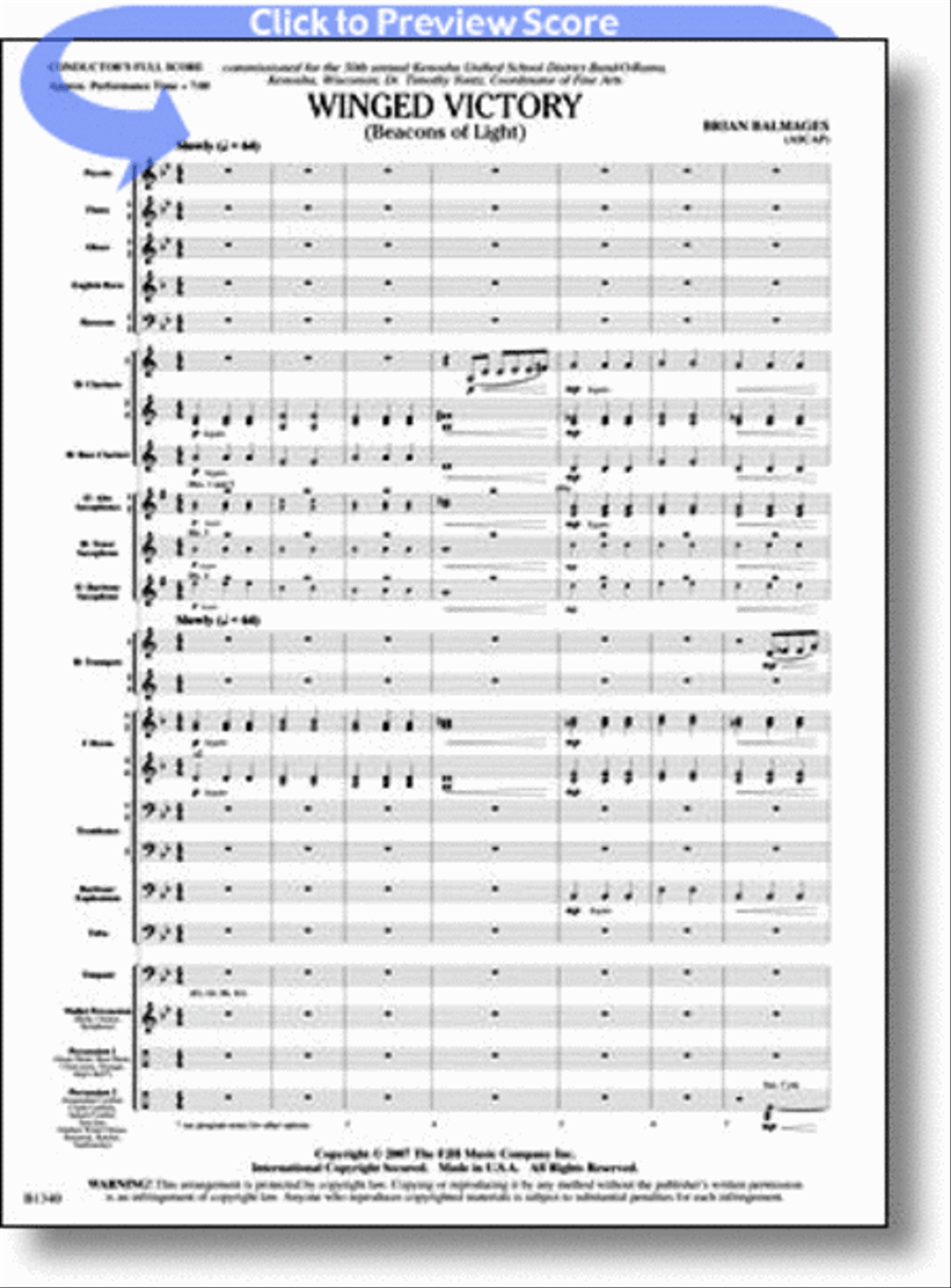 Winged Victory Concert Band scores gallery preview page 1
