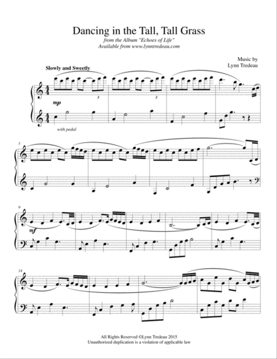 Dancing in the Tall, Tall Grass Piano Solo scores gallery preview page 1