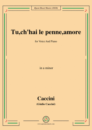 Book cover for Caccini-Tu,ch'hai le penne,amore,in a minor,for Voice and Piano
