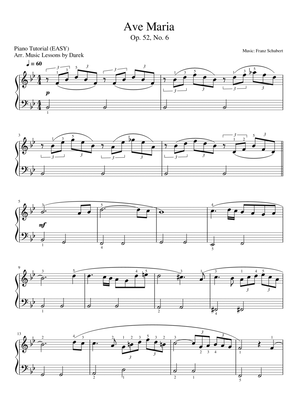 Ave Maria (EASY PIANO) Op. 52, No. 6 [Franz Schubert]