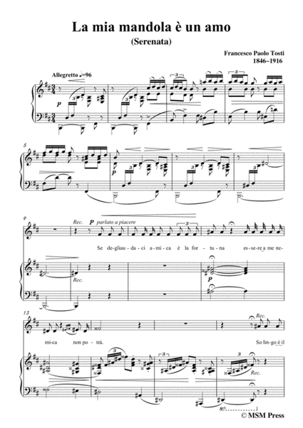 Tosti-La mia mandola è un amo in b minor,for Voice and Piano image number null