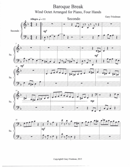 Baroque Break Wind Octet Arranged for Piano, Four Hands image number null