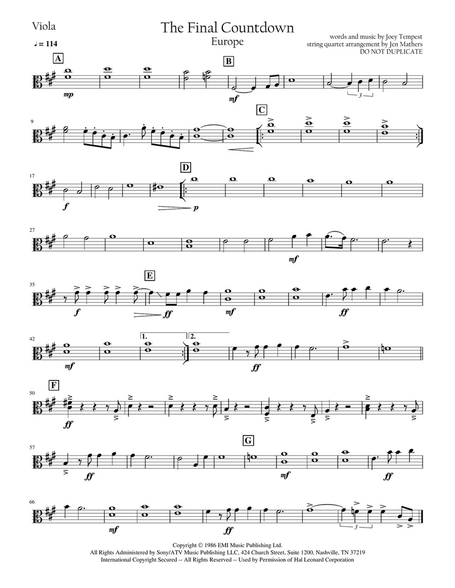 Final Countdown String Quartet scores gallery preview page 3