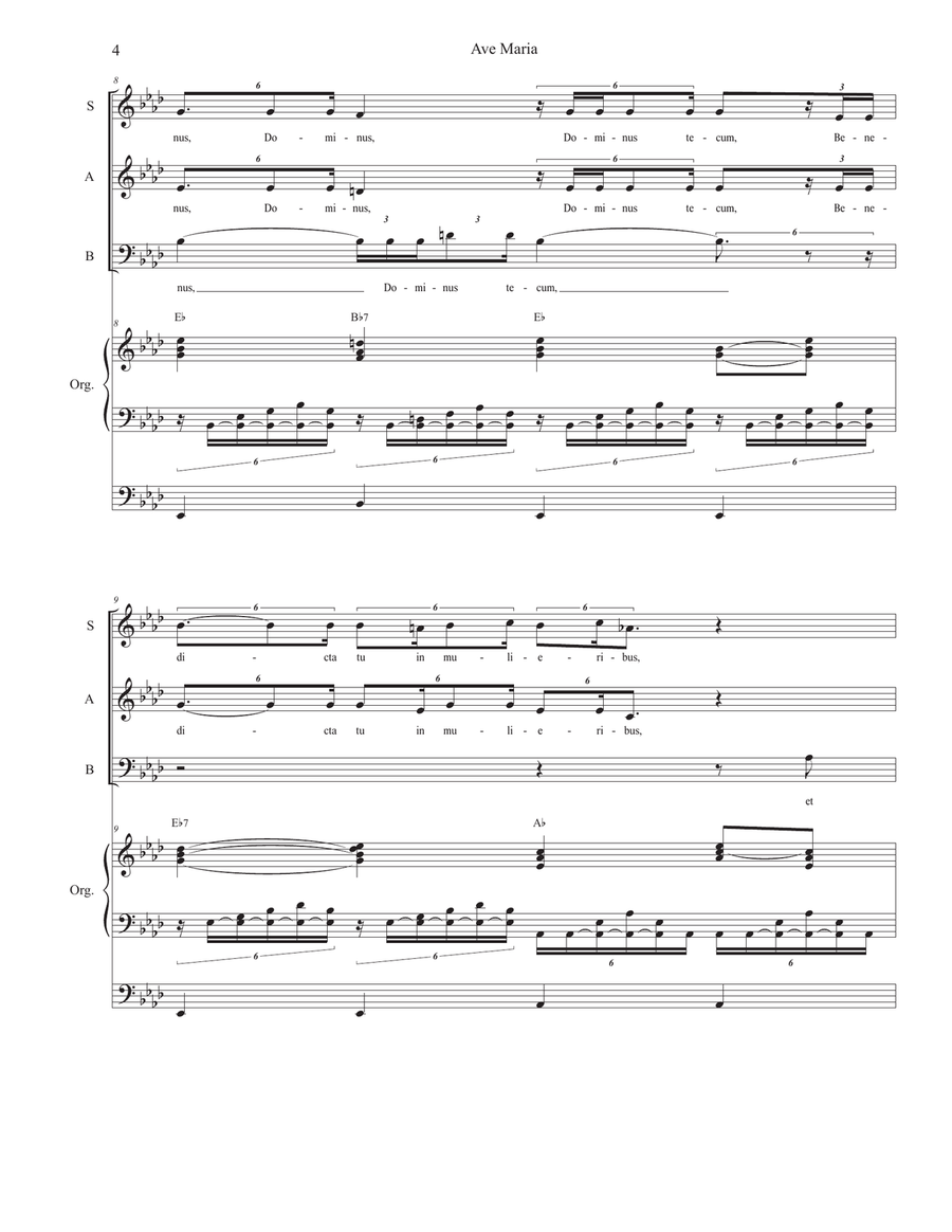 Ave Maria (SAB - (Organ Accompaniment) 3-Part scores gallery preview page 4