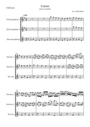 Canon - Johann Pachelbel (Wedding/Reduced Version) for Saxophone Trio