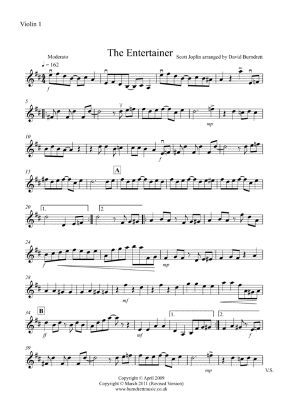 The Entertainer for Violin Quartet The Entertainer for Violin Quartet Violin Solo scores gallery preview page 3