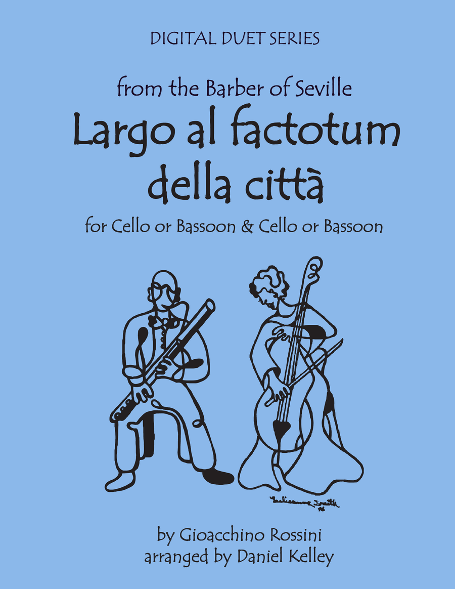Largo al Factotum from Rossini's Barber of Seville for Duet - Two Cellos or Two Bassoons (or Cello Woodwind Ensemble scores gallery preview page 1