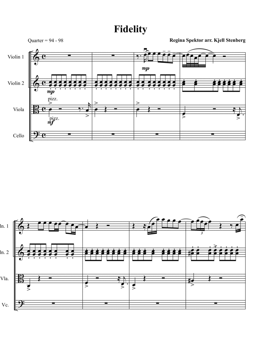 Fidelity String Quartet scores gallery preview page 1