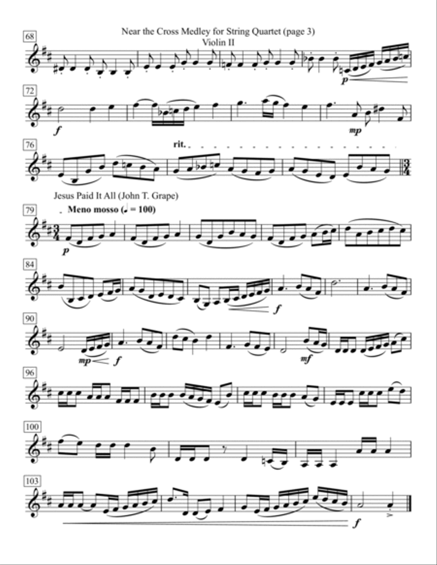 Near the Cross Medley for String Quartet String Quartet scores gallery preview page 6