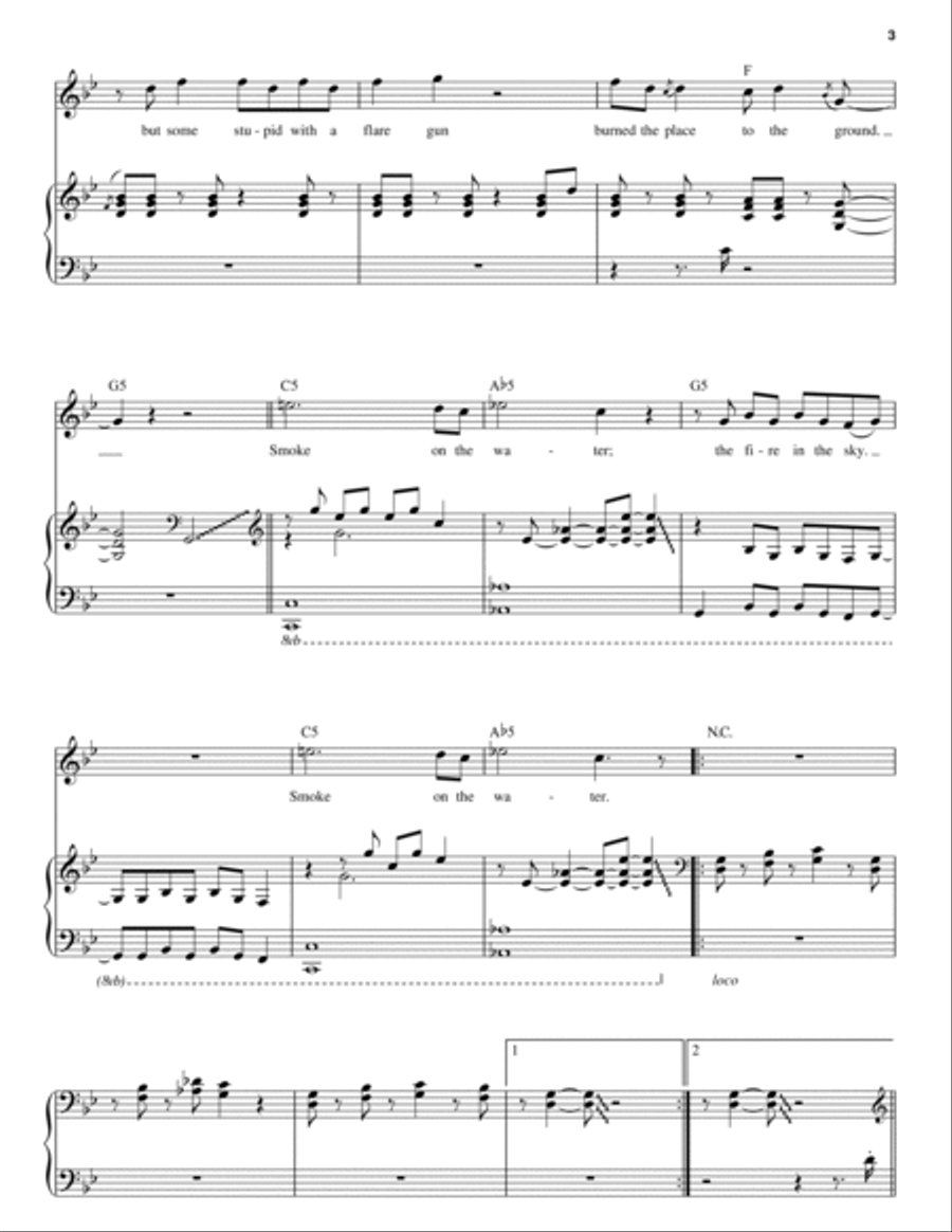 Smoke On The Water Piano scores gallery preview page 3