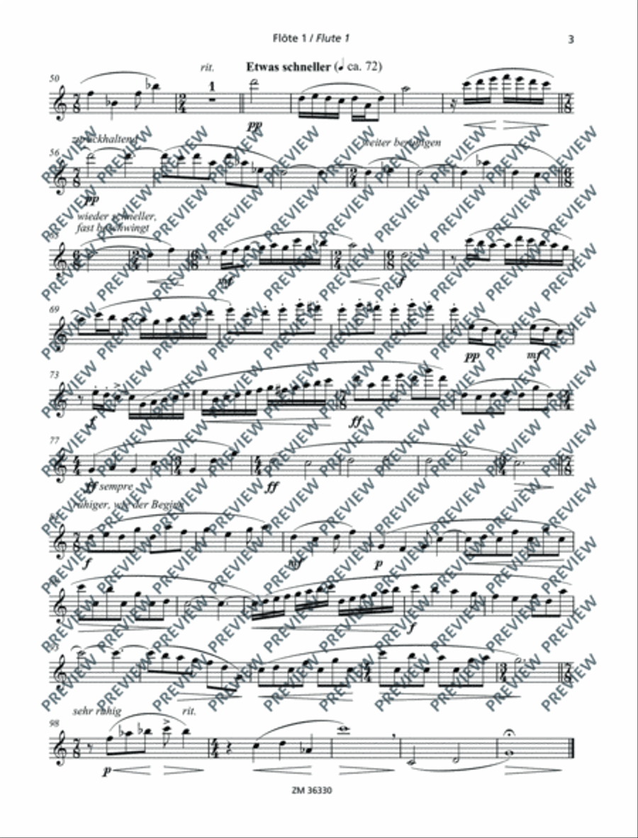 Drei aulische Gesänge Flute Trio scores gallery preview page 21