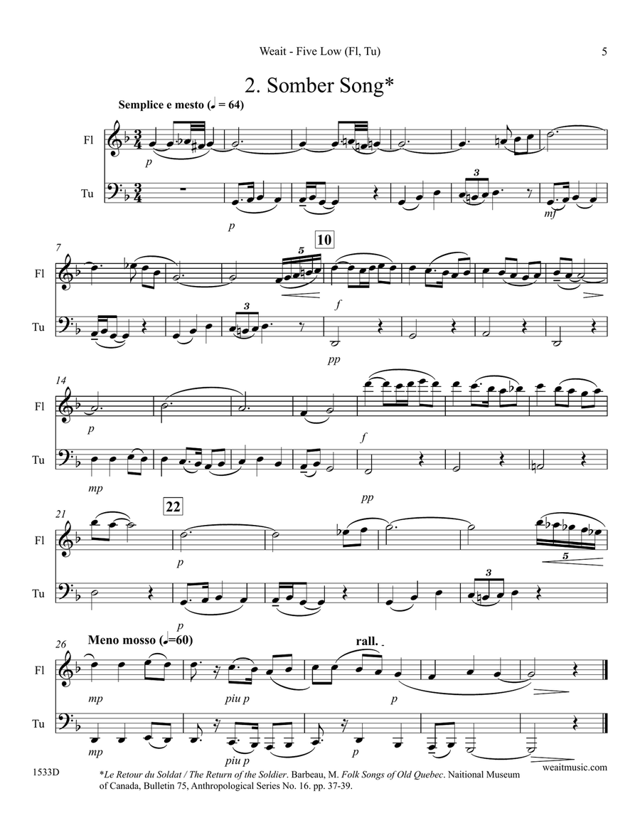 Five Low for flute and tuba (8’42) Flute scores gallery preview page 5
