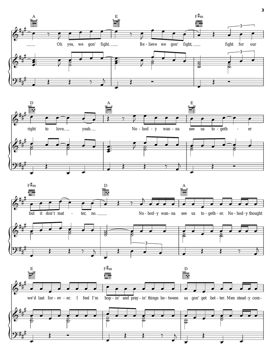 Don't Matter Piano, Vocal, Guitar scores gallery preview page 3