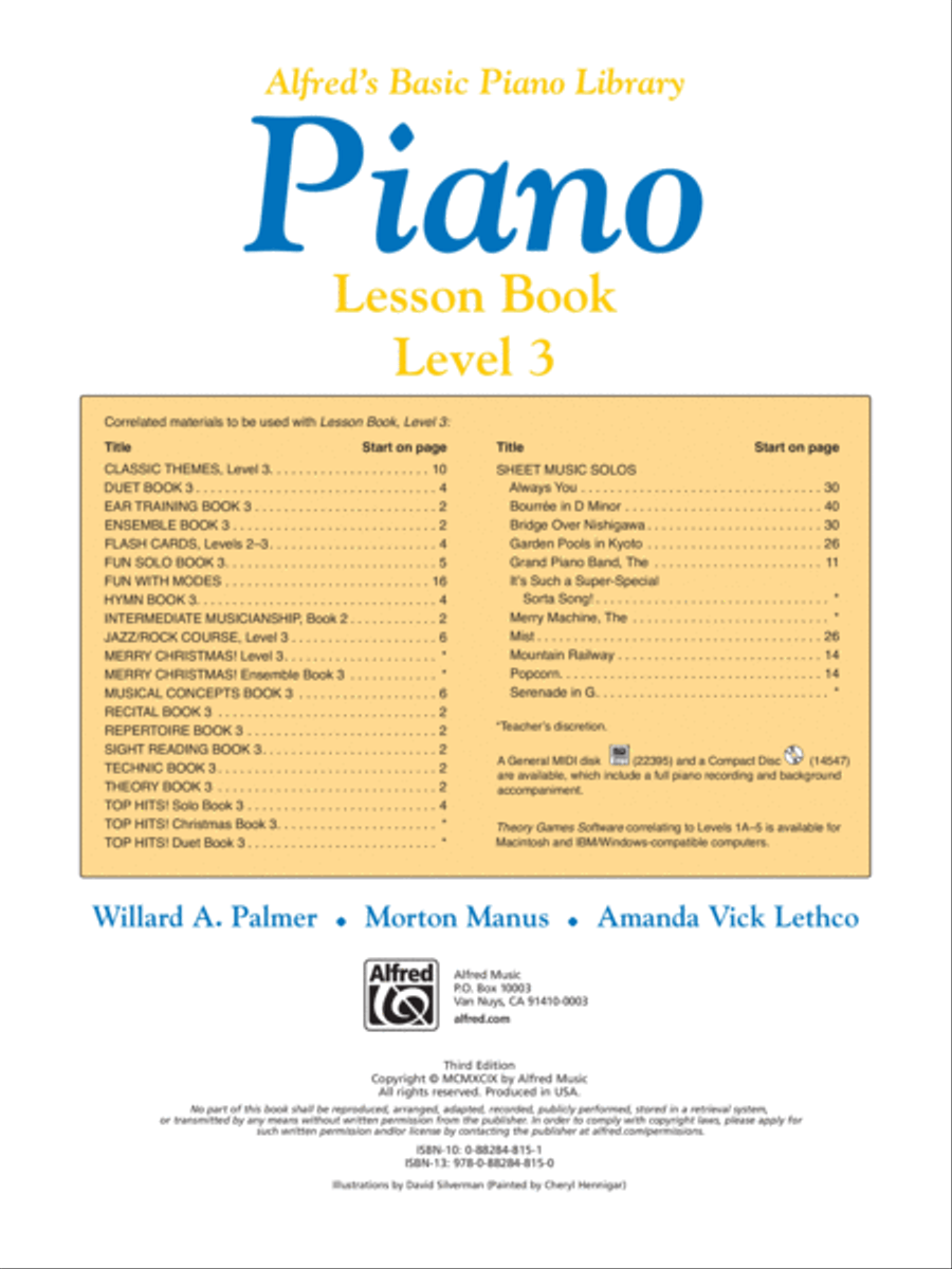 Alfred's Basic Piano Course Lesson Book, Level 3 image number null