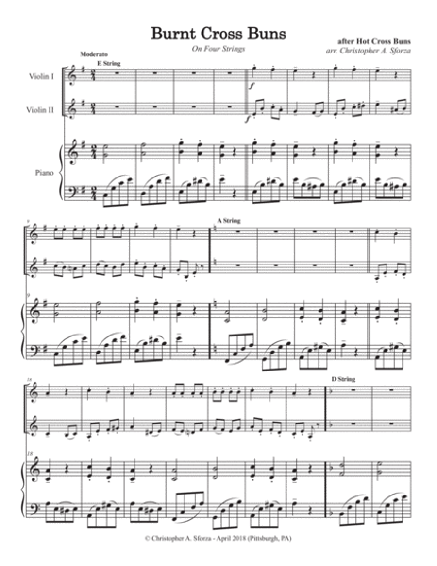 Burnt Cross Buns, for two violins and piano String Duet scores gallery preview page 2