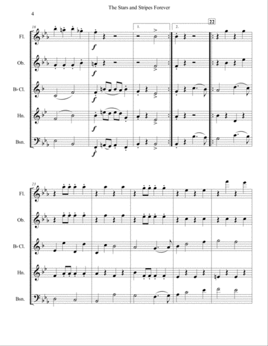The Stars and Stripes Forever for Woodwind Quintet Woodwind Quintet scores gallery preview page 4
