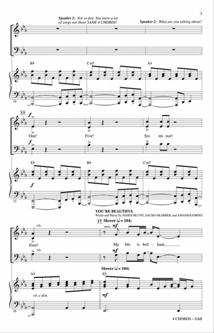 4 Chords (A Choral Medley) 3-Part scores gallery preview page 3