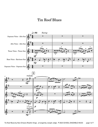 Book cover for Tin Roof Blues by the Kings for Saxophone Quartet in Schools