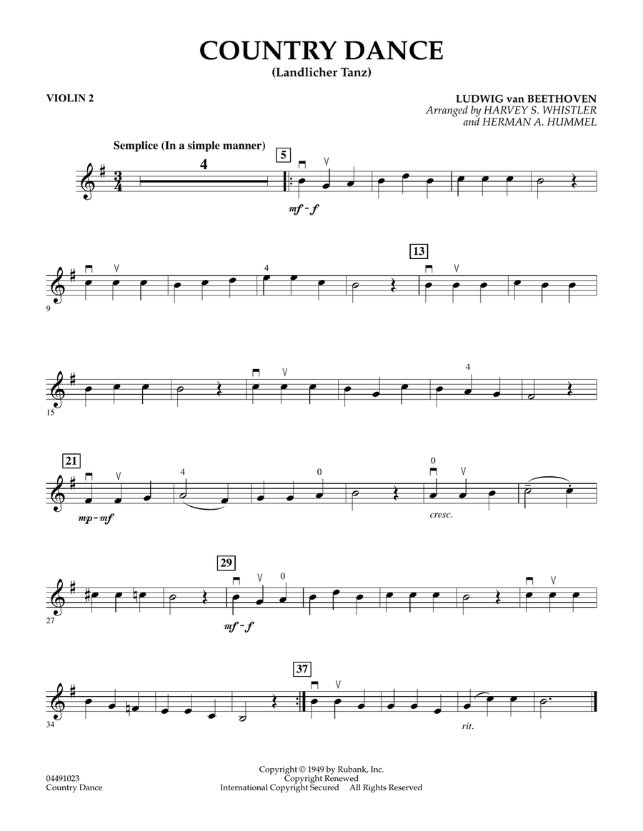 Country Dance (Landlicher Tanz) - Violin 2 Orchestra scores gallery preview page 1
