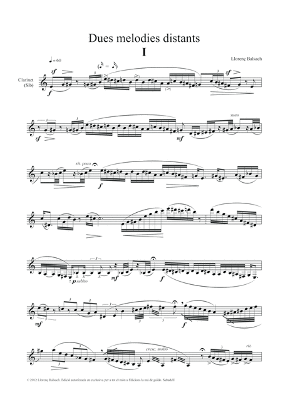 Dues melodies distants Clarinet Solo scores gallery preview page 5