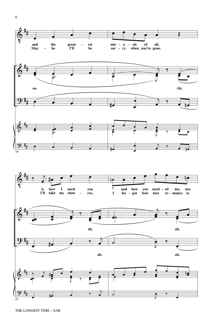 The Longest Time (SAB with Tenor Solo) (arr. Kirby Shaw) 3-Part scores gallery preview page 5