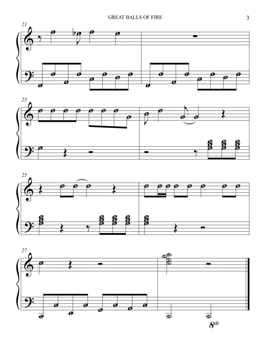 Great Balls Of Fire Easy Piano scores gallery preview page 1