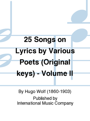 Book cover for 25 Songs On Lyrics By Various Poets (G. & E.) Original Keys - Volume II