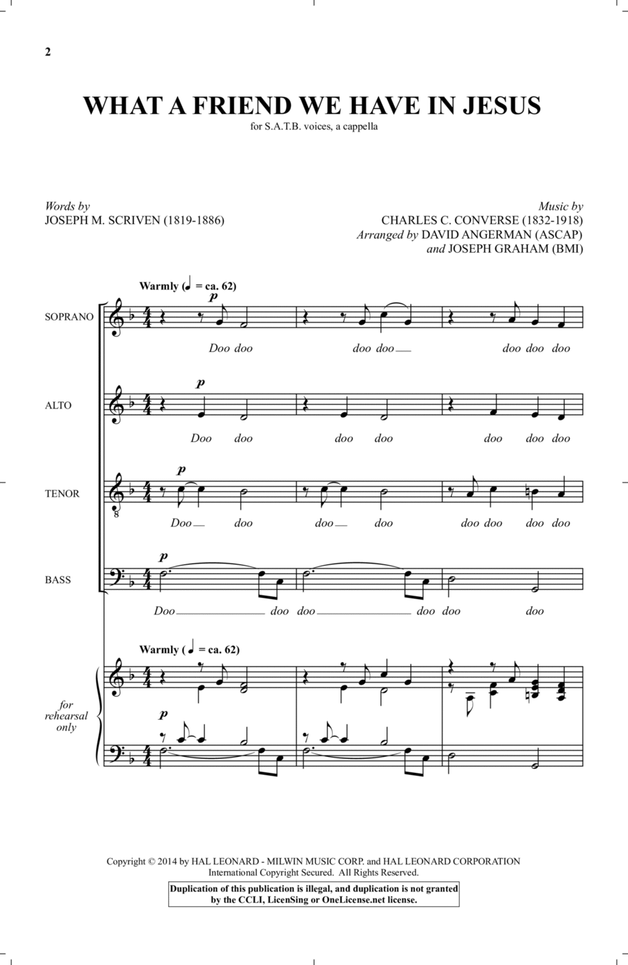 What A Friend We Have In Jesus 4-Part scores gallery preview page 1
