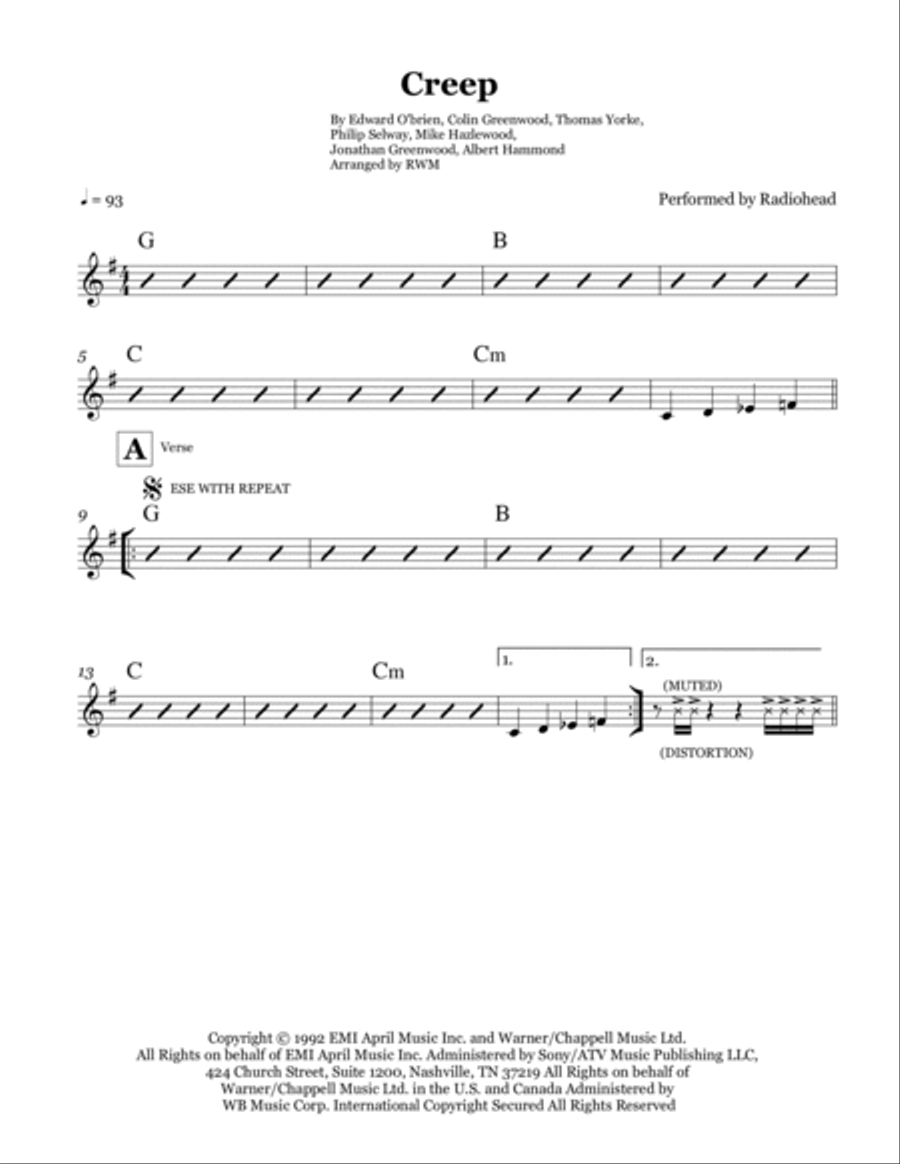 Creep Piano scores gallery preview page 2