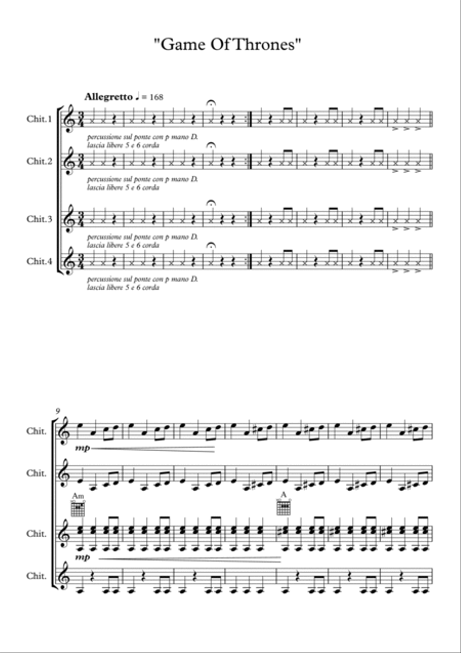 Game Of Thrones Guitar Ensemble scores gallery preview page 2