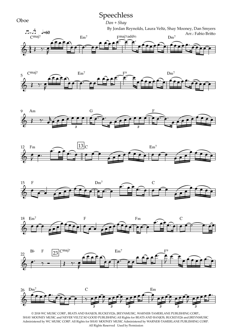 Speechless Oboe Solo scores gallery preview page 1
