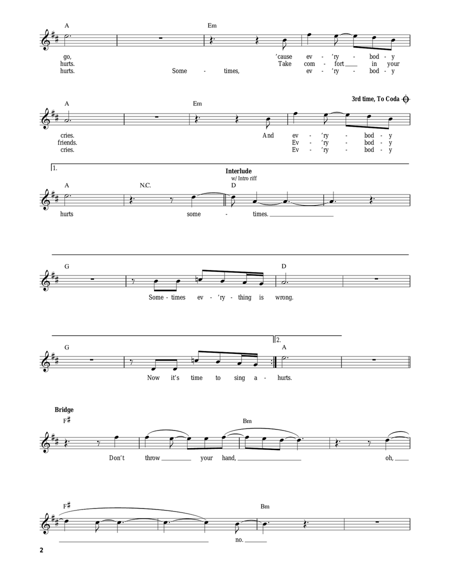 Everybody Hurts Easy Guitar scores gallery preview page 2