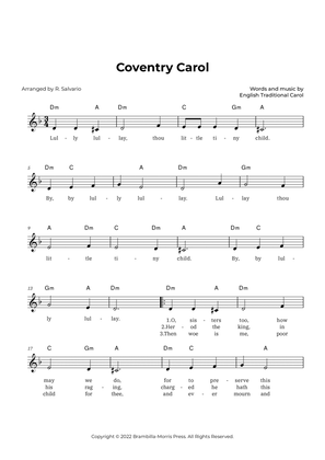 Coventry Carol (Key of D Minor)