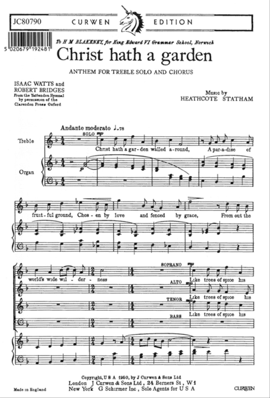 Christ Hath a Garden 4-Part scores gallery preview page 1