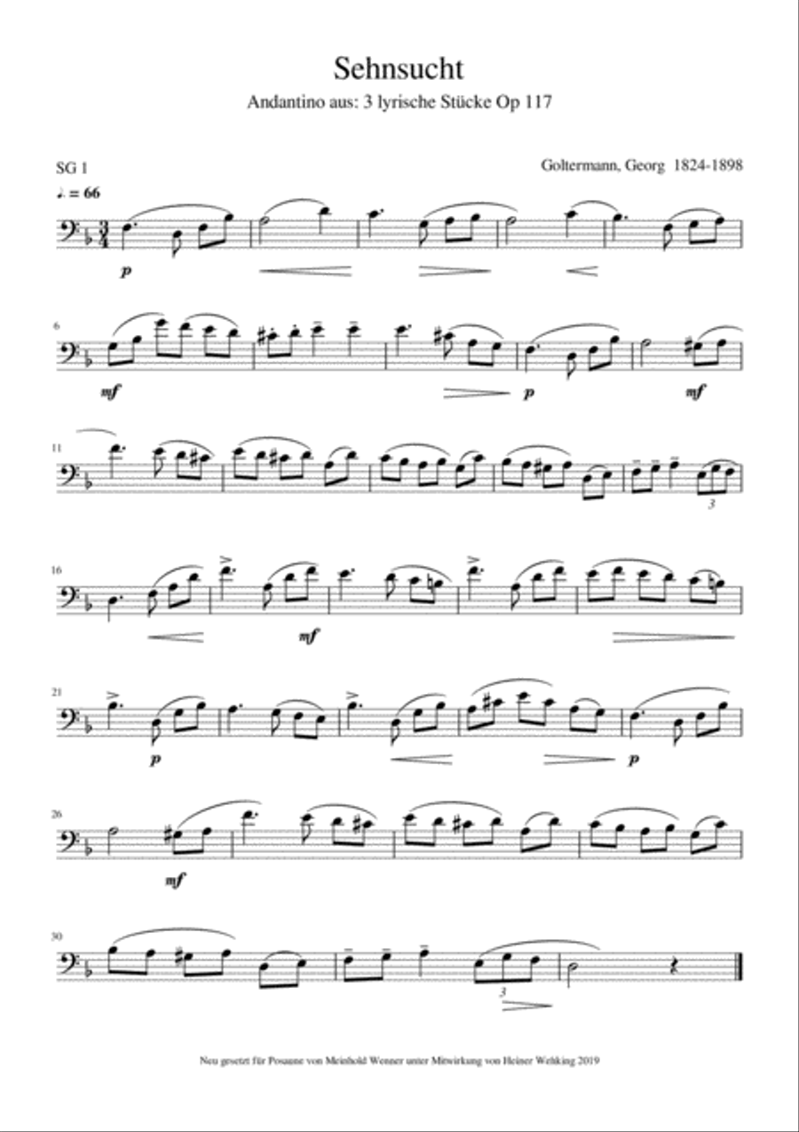 5 Pieces Trombone Posaune from Goltermann to Grodzky Trombone Solo Posaune Soli Stück Stücke Piece Small Ensemble scores gallery preview page 4