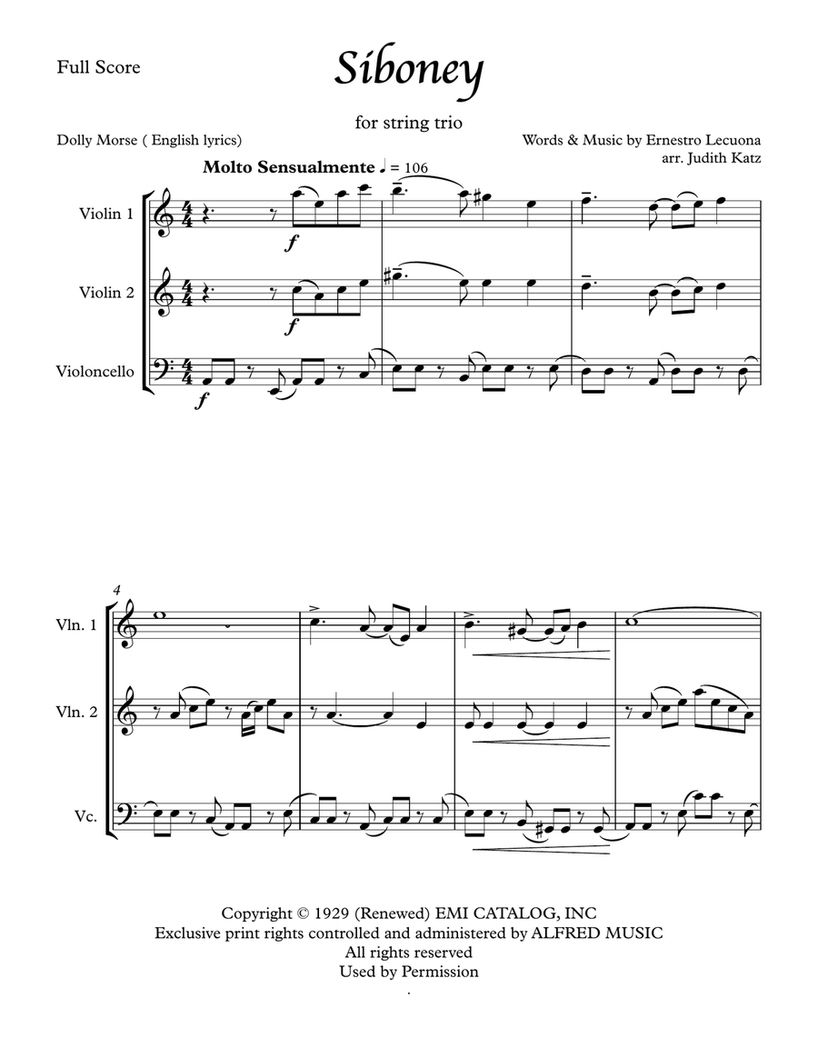Siboney String Trio scores gallery preview page 1