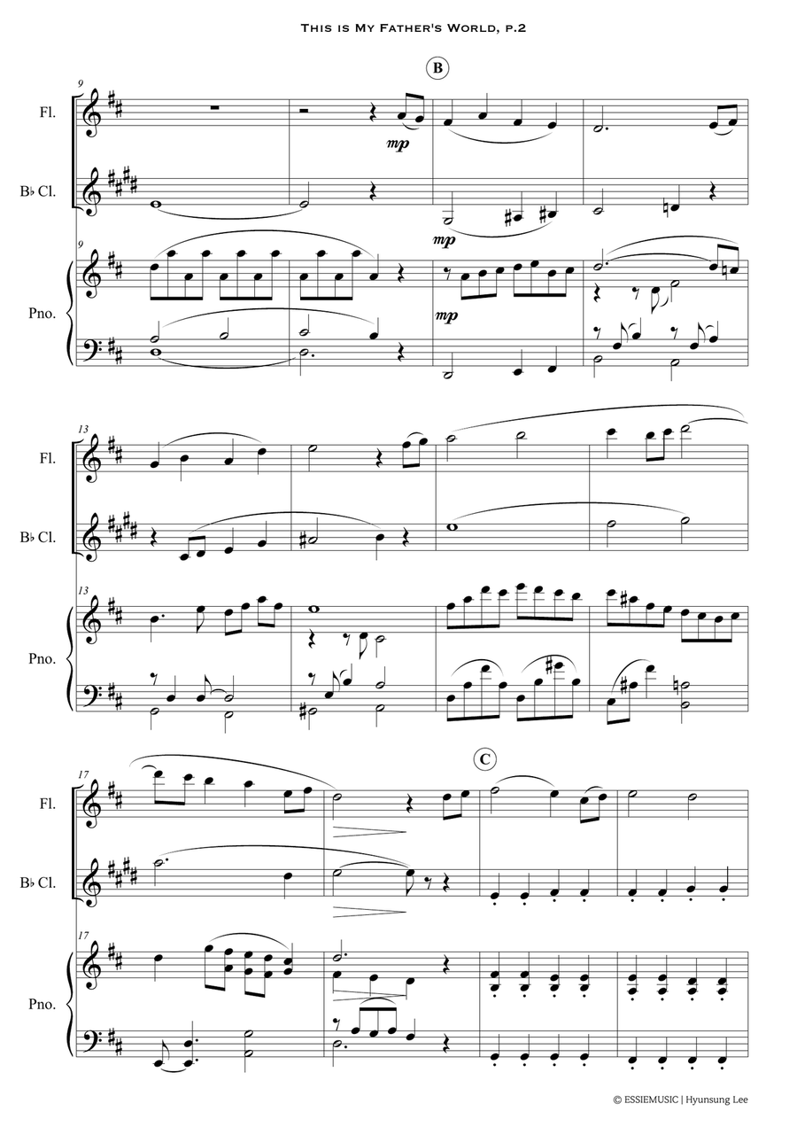 This is My Father's World - for Flute, Clarinet, Piano Woodwind Ensemble scores gallery preview page 4