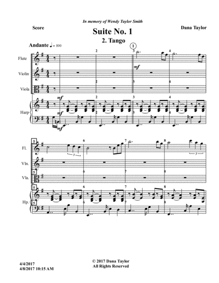 Suite No. 1 for Flute, Violx and Harp - Tango image number null
