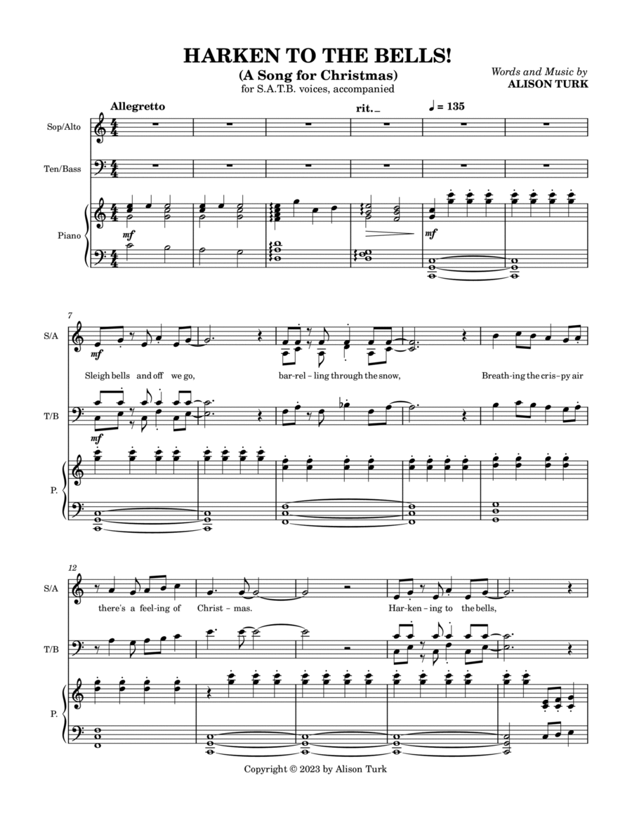 Harken to the Bells 4-Part scores gallery preview page 1
