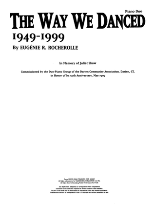 Book cover for The Way We Danced, 1949--1999 - Piano Duo (2 Pianos, 4 Hands)
