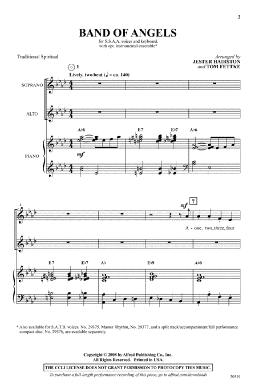 Band of Angels Band of Angels SSA scores gallery preview page 1