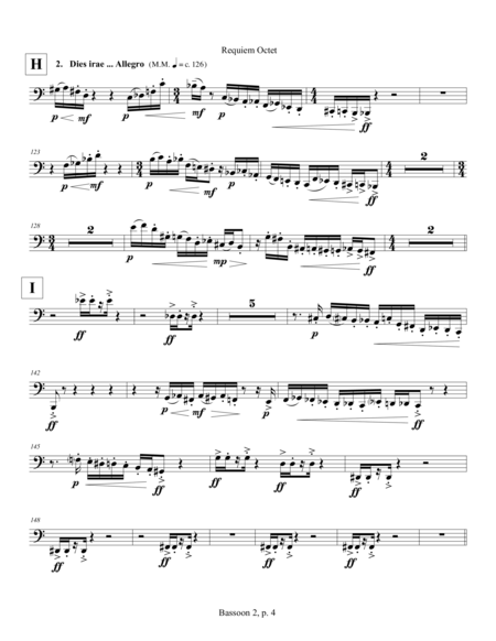 Requiem Octet (2015) for flute, clarinet, 2 bassoons, 2 trumpets, 2 trombones: 2nd bassoon part