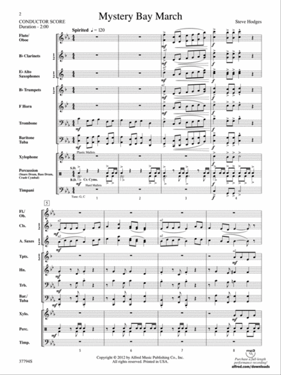 Mystery Bay March: Score Mystery Bay March: Score Concert Band scores gallery preview page 2