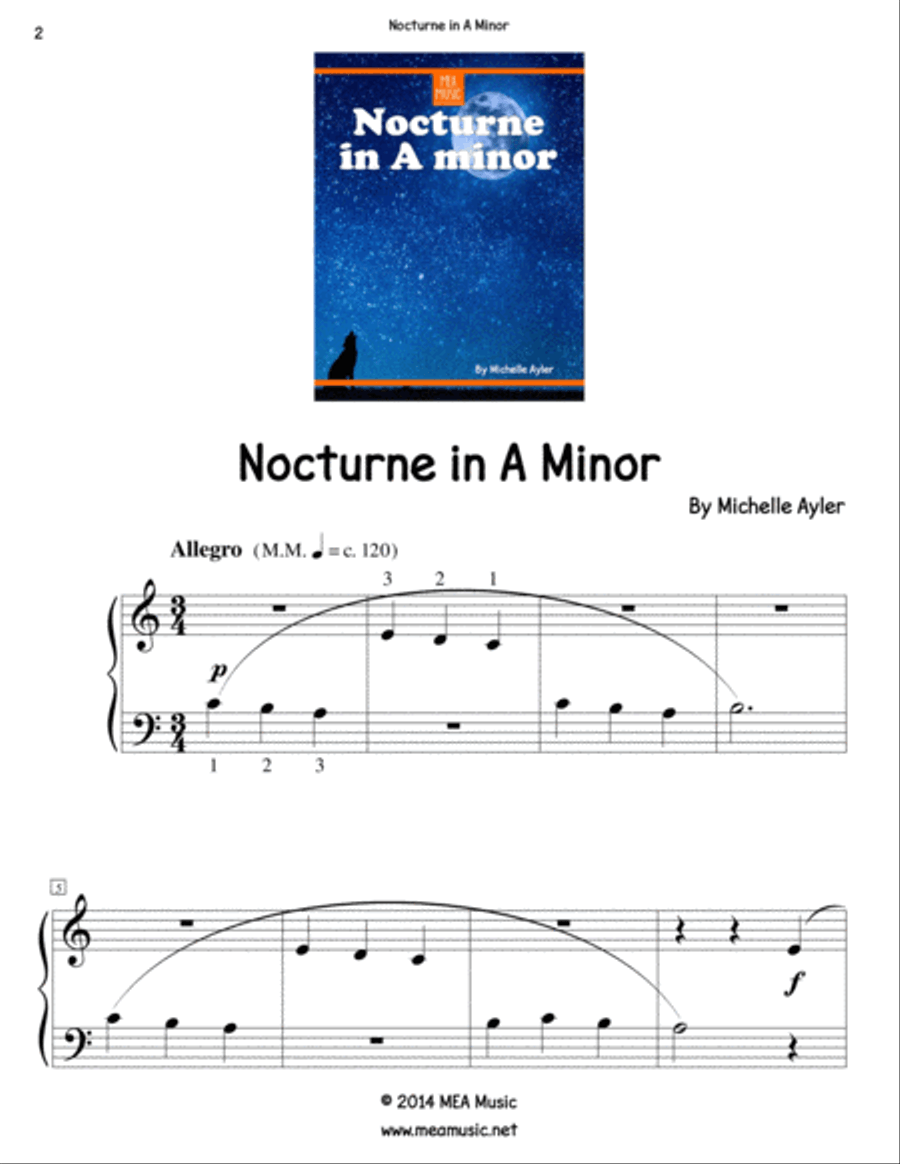 Nocturne in A Minor Easy Piano scores gallery preview page 2