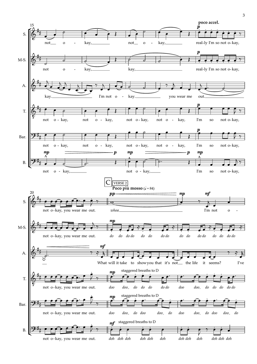 I'm Not Okay (I Promise) A Cappella scores gallery preview page 3