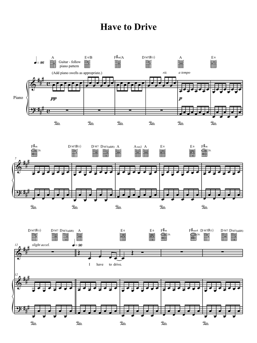 Have To Drive Piano, Vocal, Guitar scores gallery preview page 1