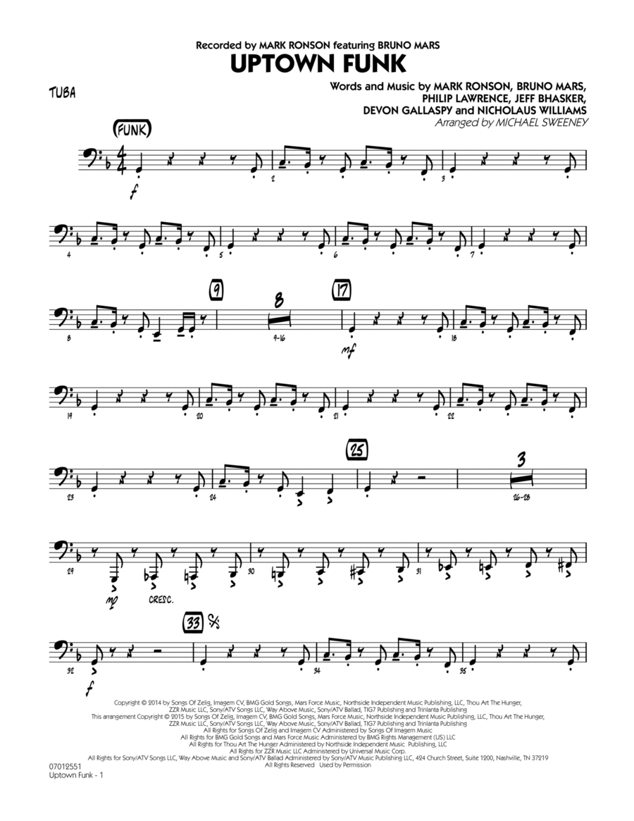 Uptown Funk - Tuba Tuba scores gallery preview page 1