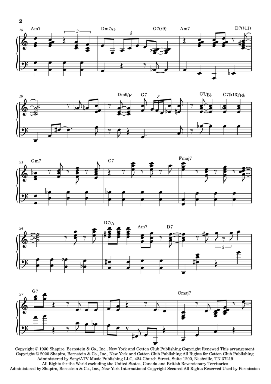 On The Sunny Side Of The Street Piano Solo scores gallery preview page 2