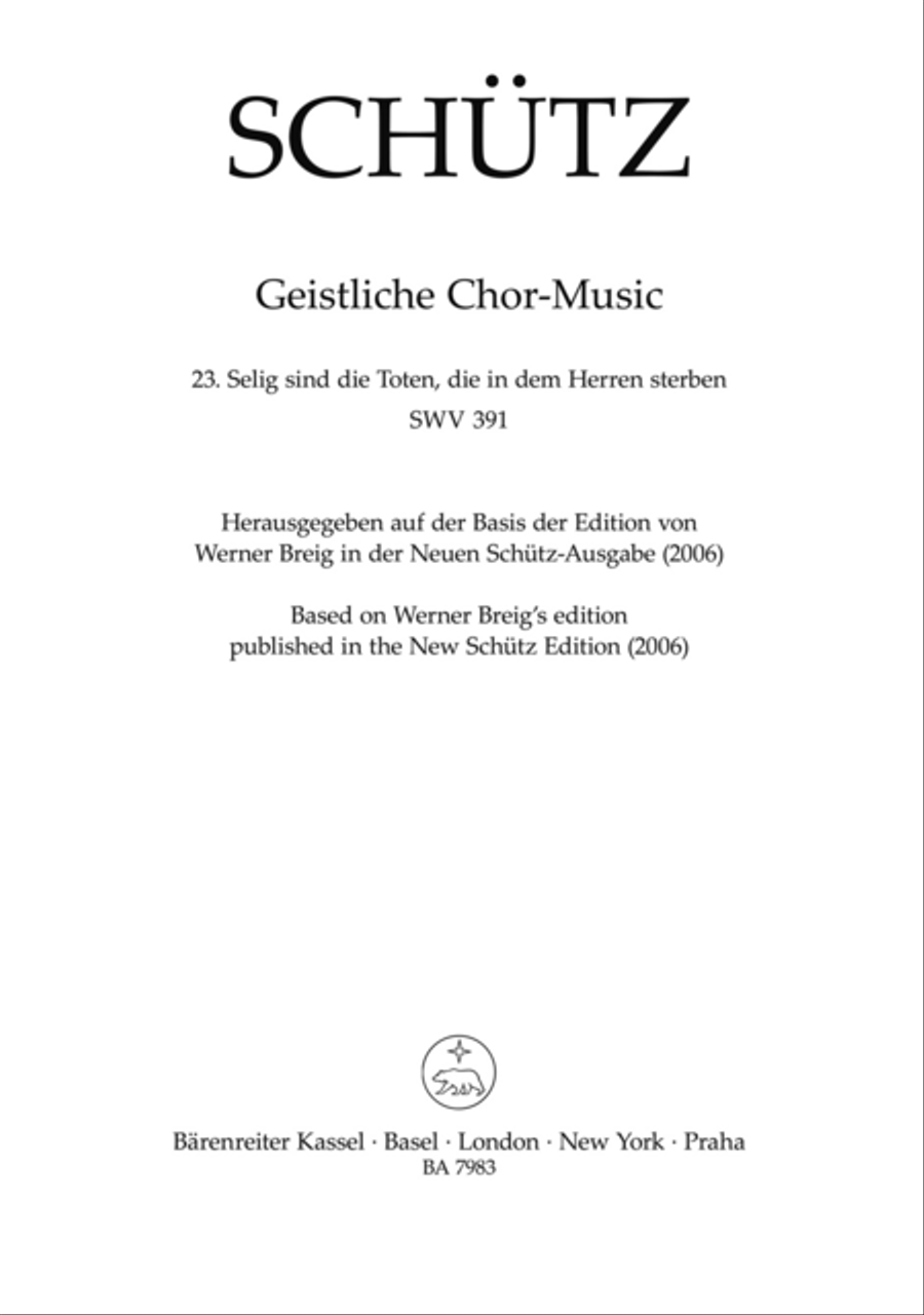 Selig sind die Toten, die in dem Herren sterben SWV 391 (No. 23 from "Geistliche Chor-Music" (1648))